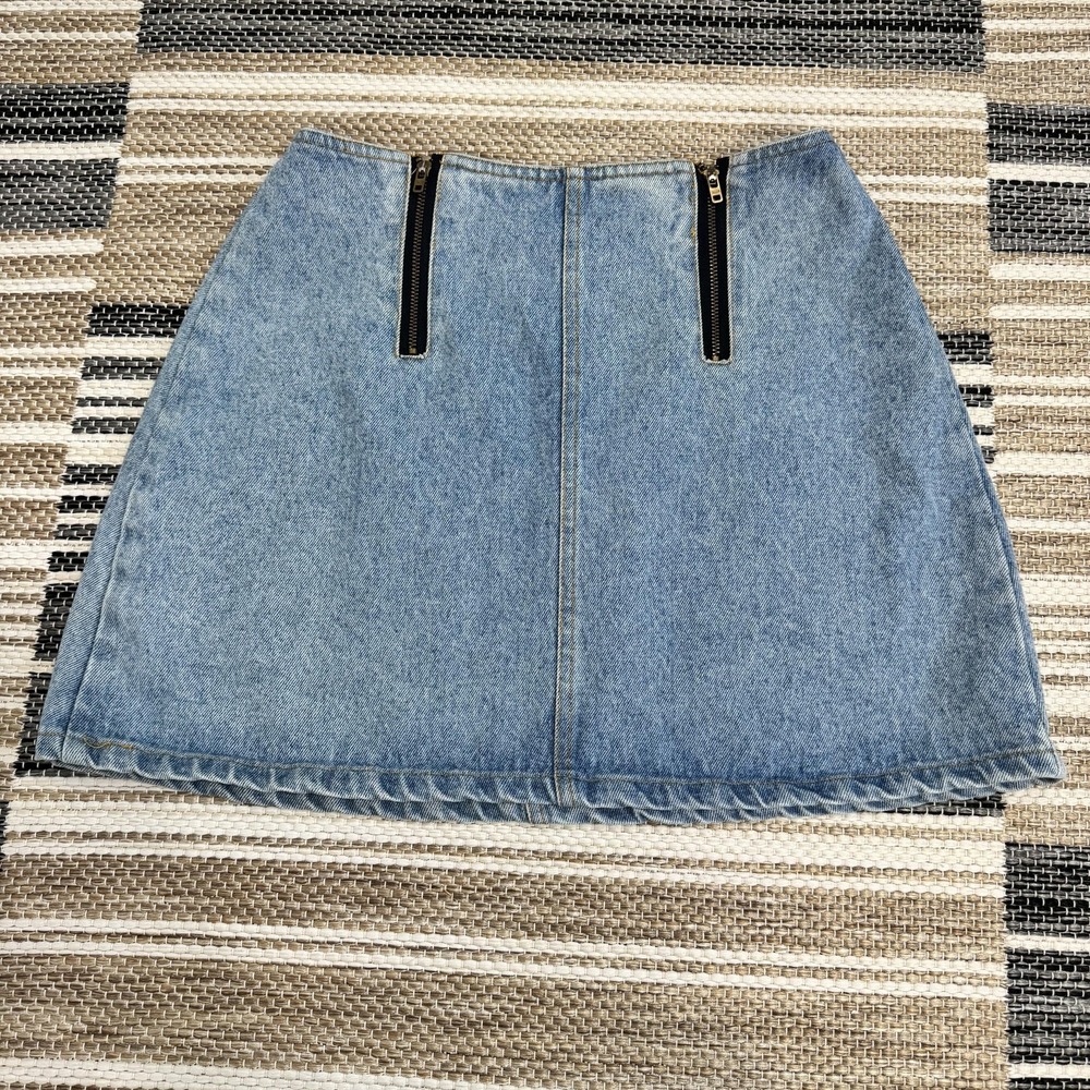 Vintage Forty Acres & A Mule Filmworks Denim Skirt Juniors 7 Blue Zip A-Line 90s